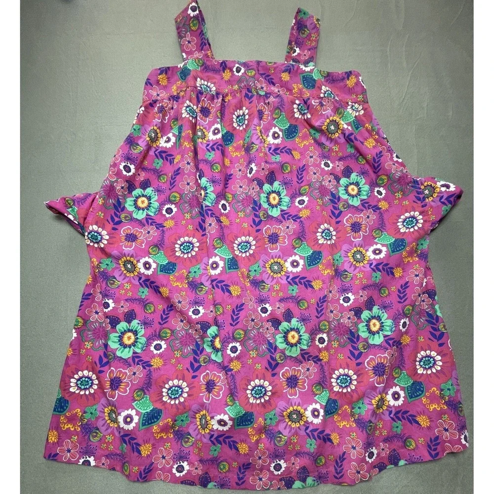 Vtg Nightgown Womens Plus 1X Pink Floral Pockets House Dress Muumuu‎ Midi Travel